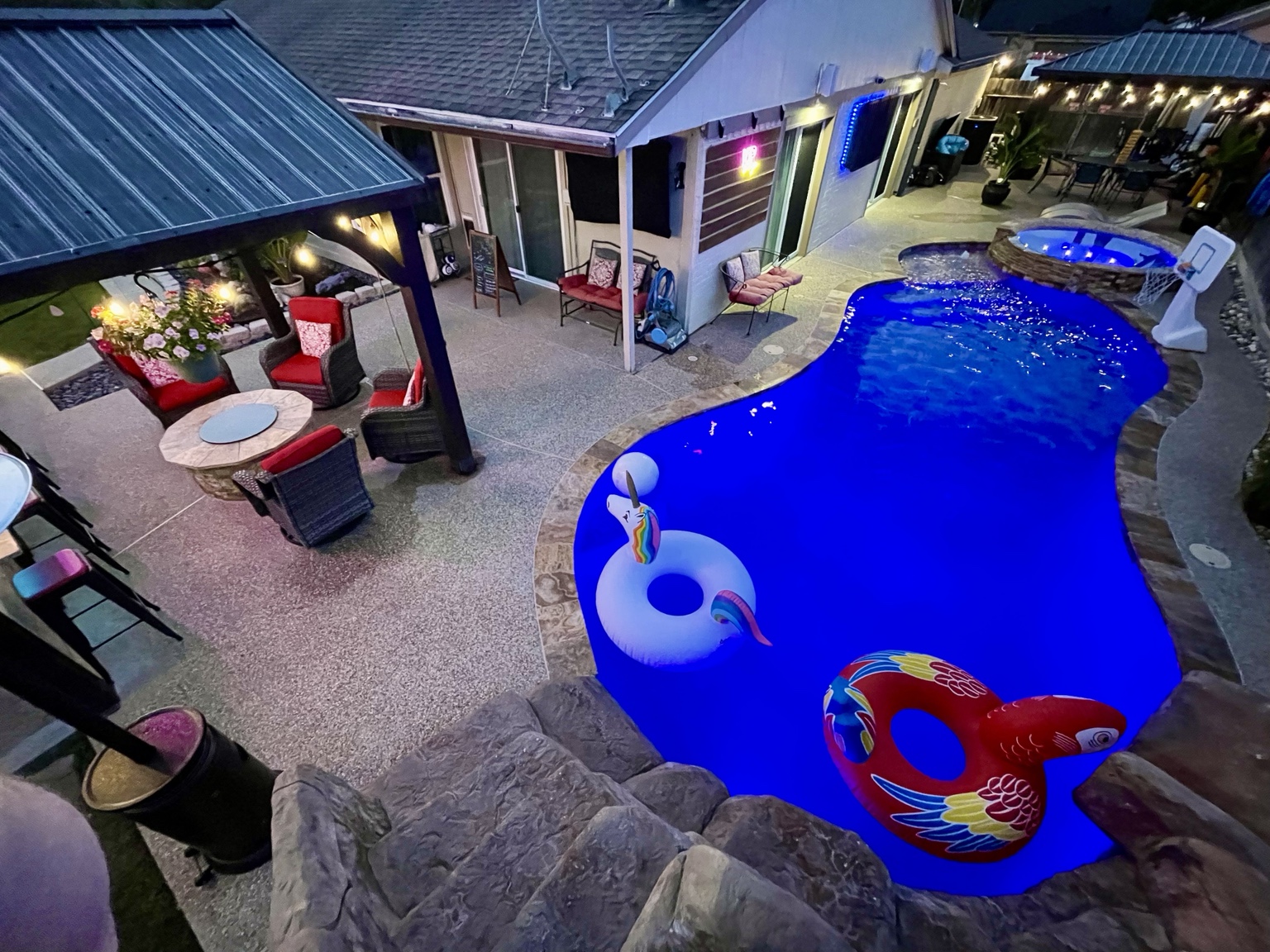 Elevated blue pool view