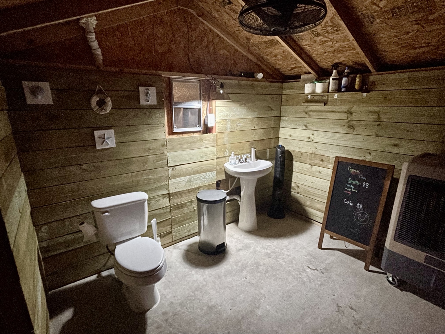 Wide view of the private restroom