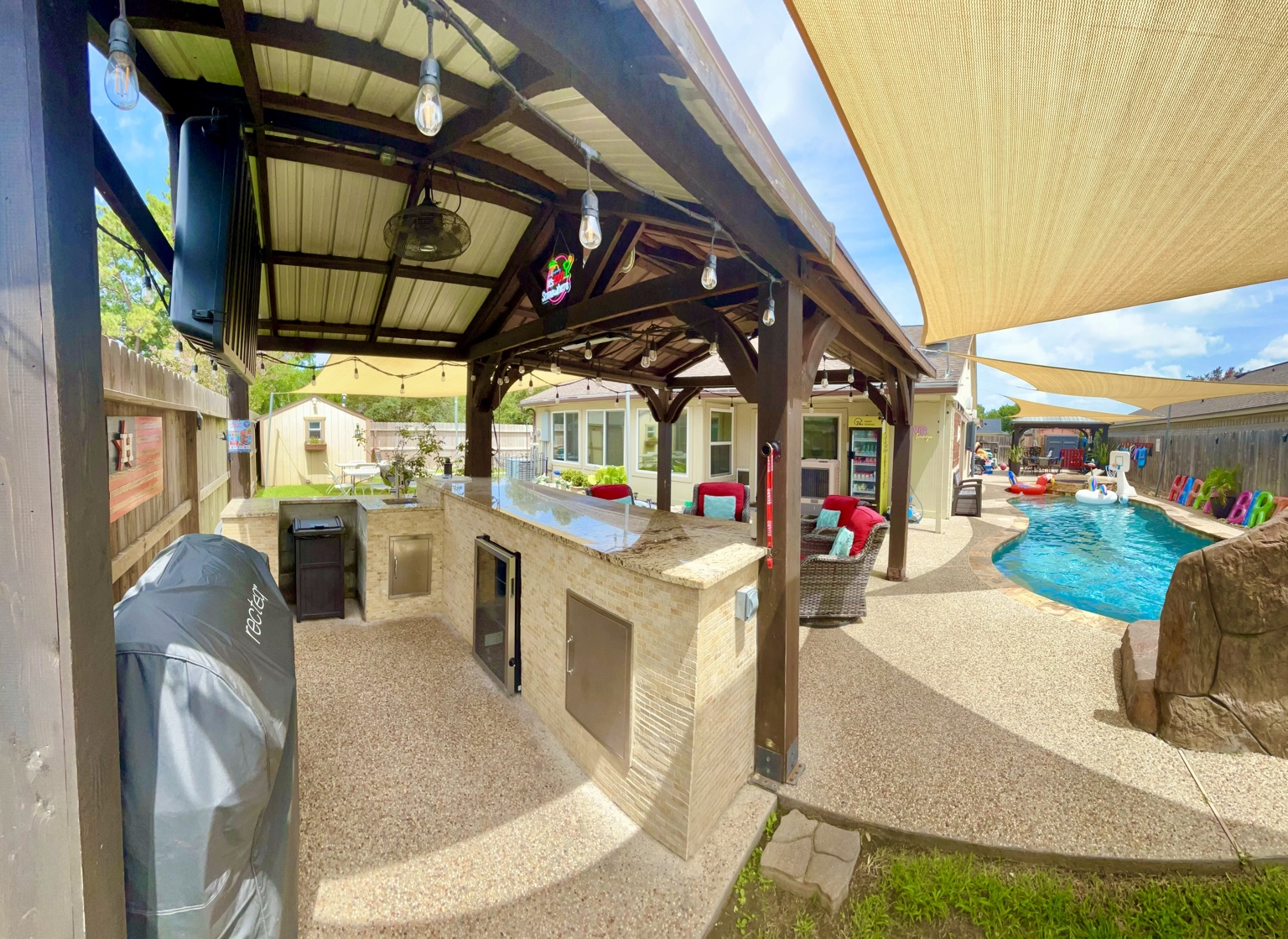 Night bar and covered seating