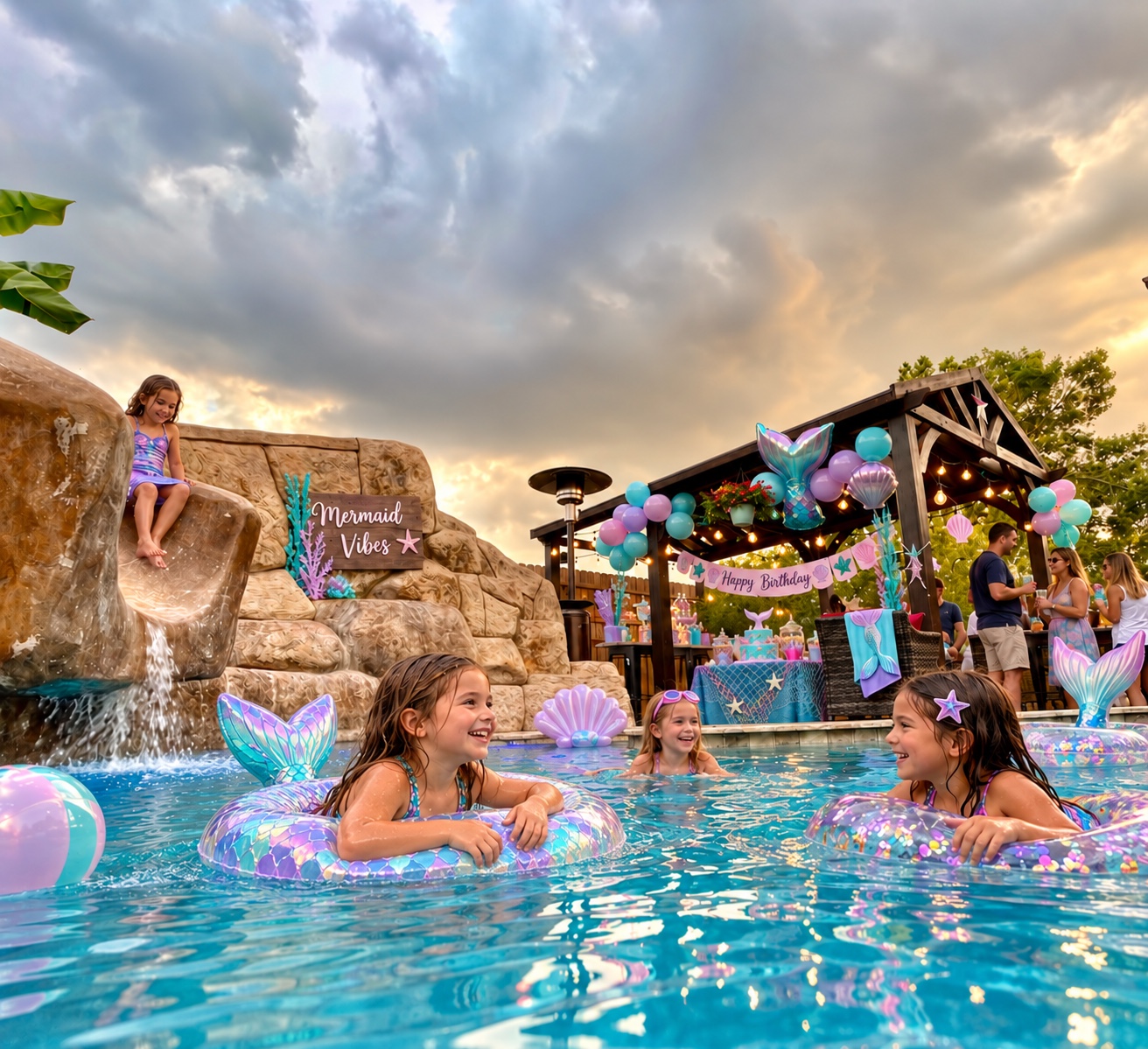 Mermaid themed pool party at Cypress River Oasis