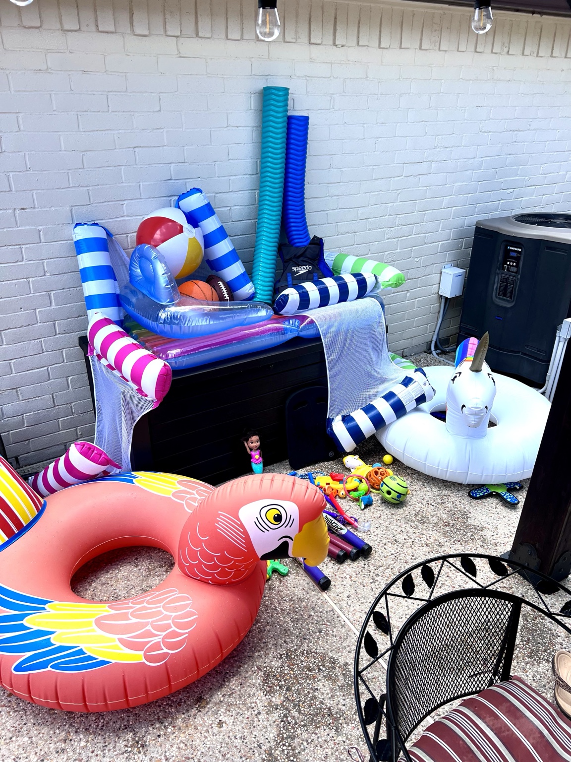 Pool floats, noodles, balls and water toys available at Cypress River Oasis